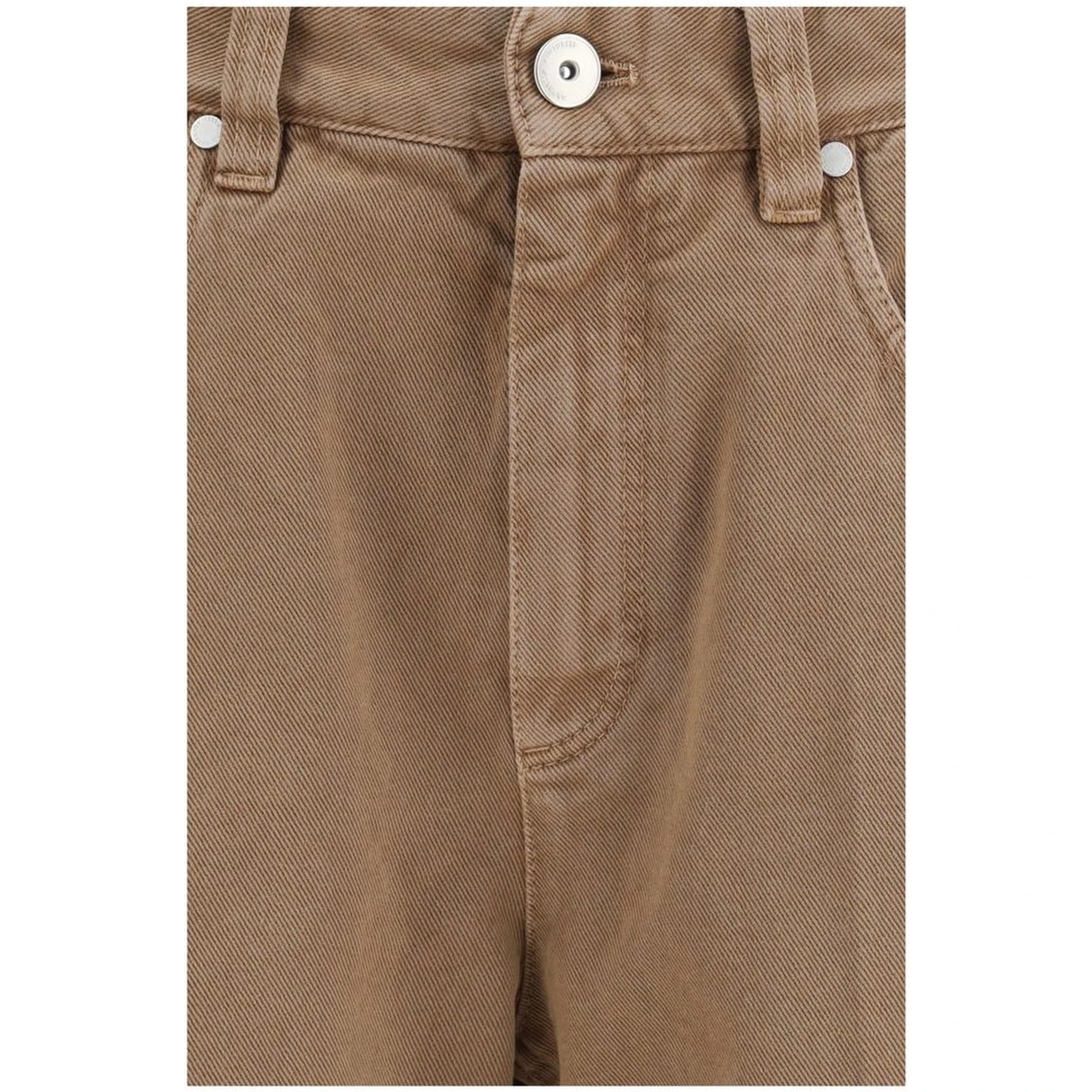 Brown Cotton Straight-Leg Jeans