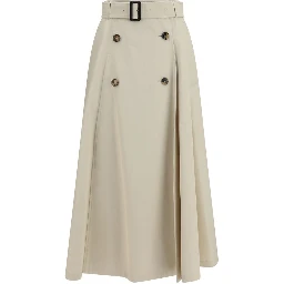 Beige Cotton Midi Skirt