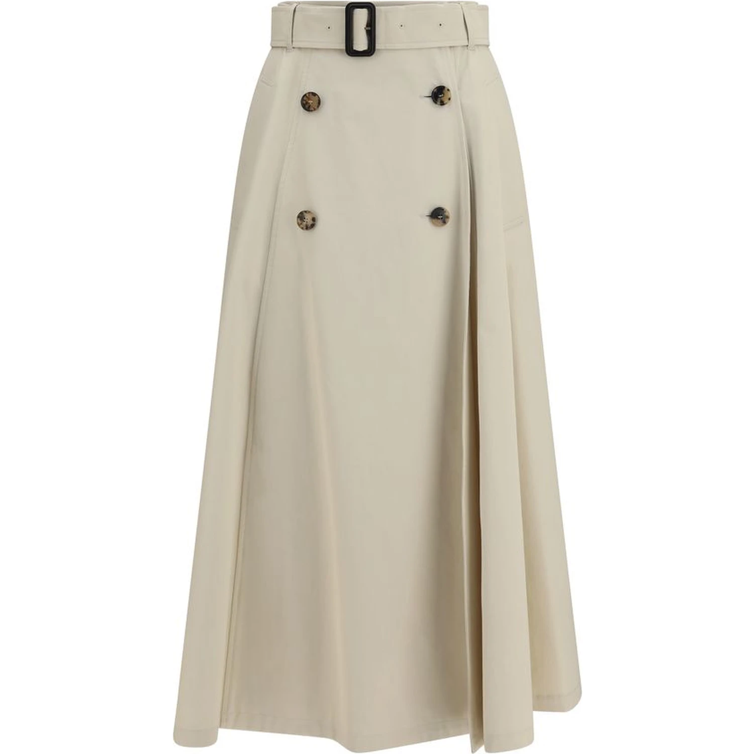 Beige Cotton Midi Skirt