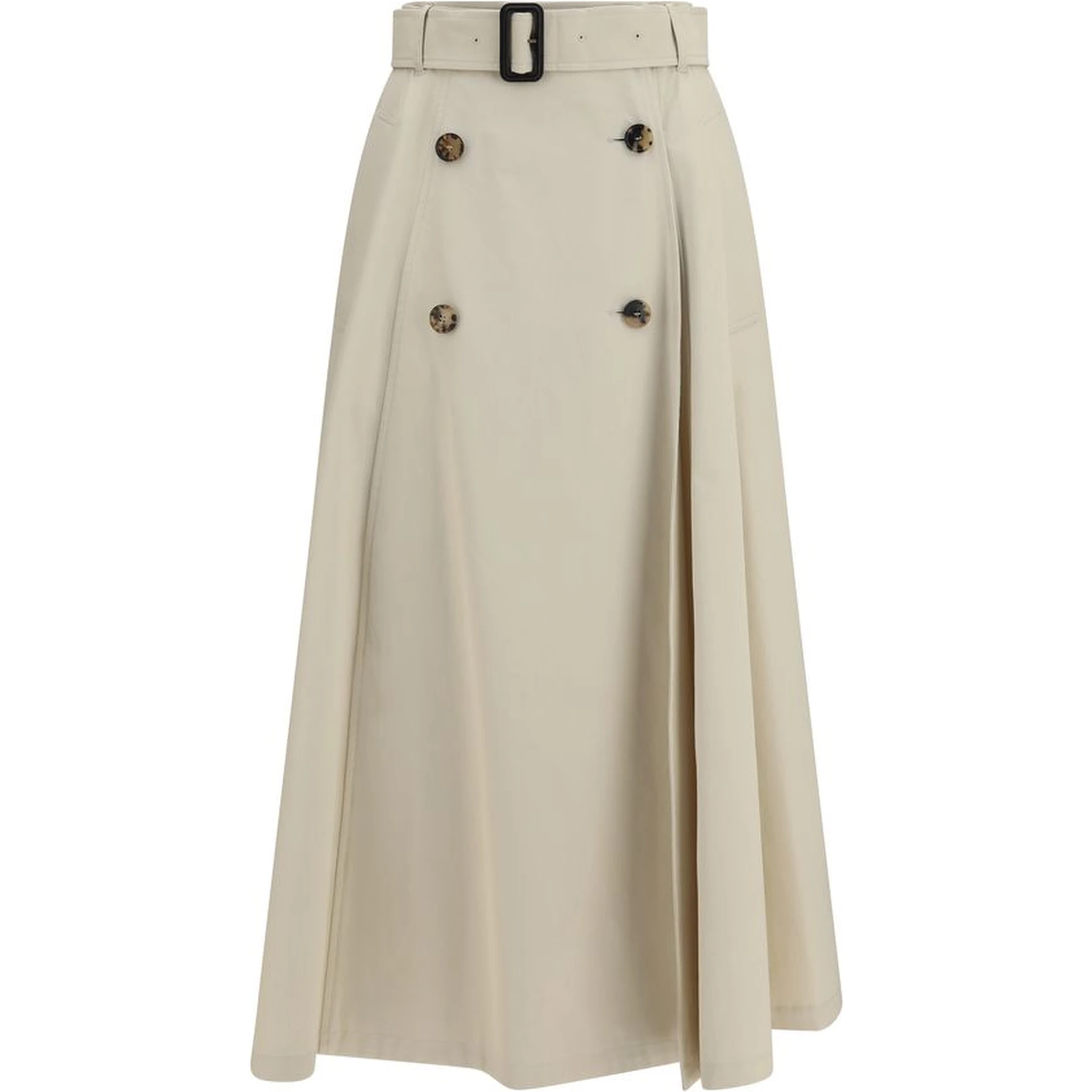 Beige Cotton Midi Skirt