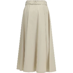 Beige Cotton Midi Skirt