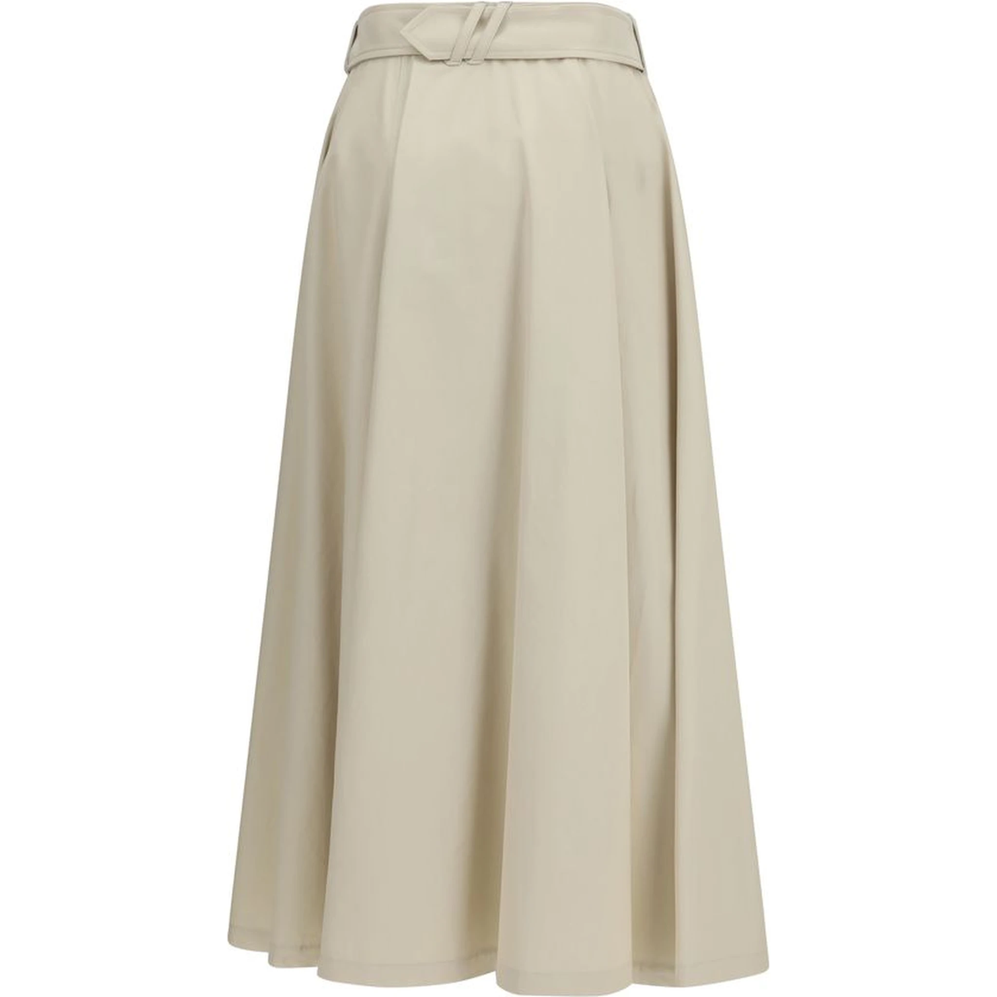 Beige Cotton Midi Skirt