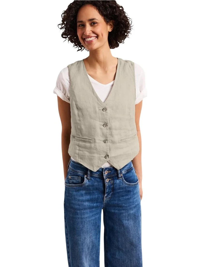 Beige Linen Waistcoat