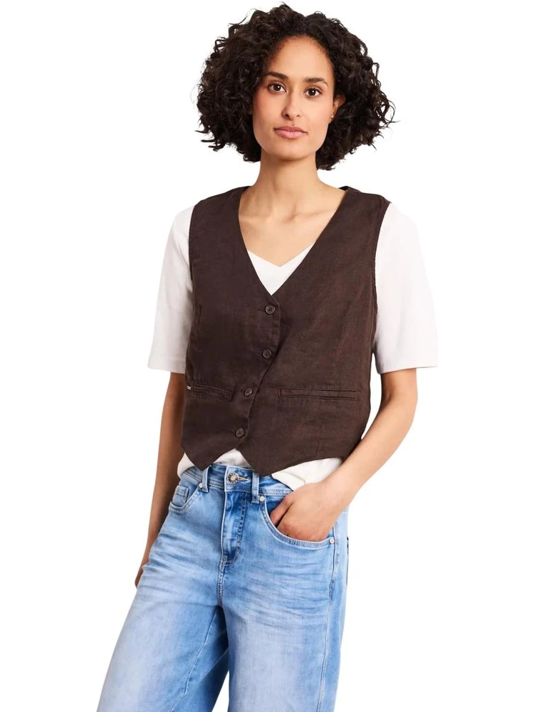Brown Linen Waistcoat