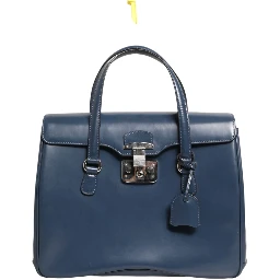 Blue Smooth Leather Lady Lock Shouler Bag