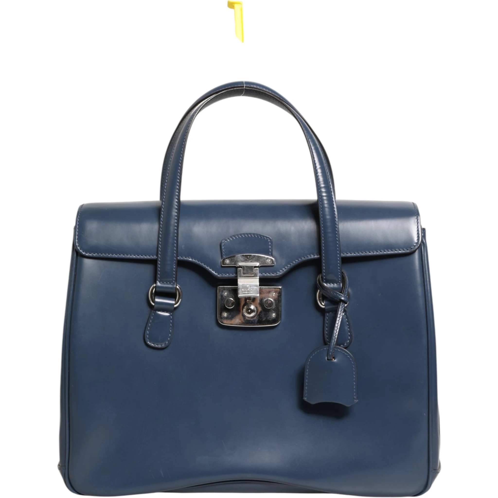 Blue Smooth Leather Lady Lock Shouler Bag