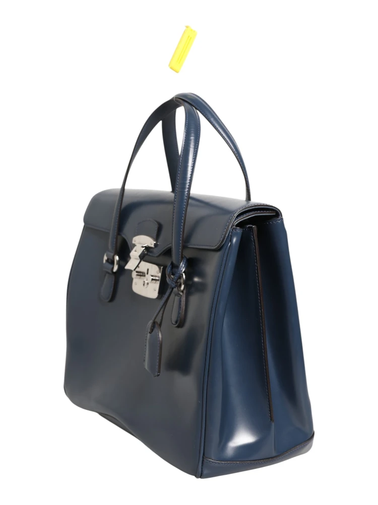 Blue Smooth Leather Lady Lock Shouler Bag alternative