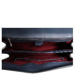 Blue Smooth Leather Lady Lock Shouler Bag