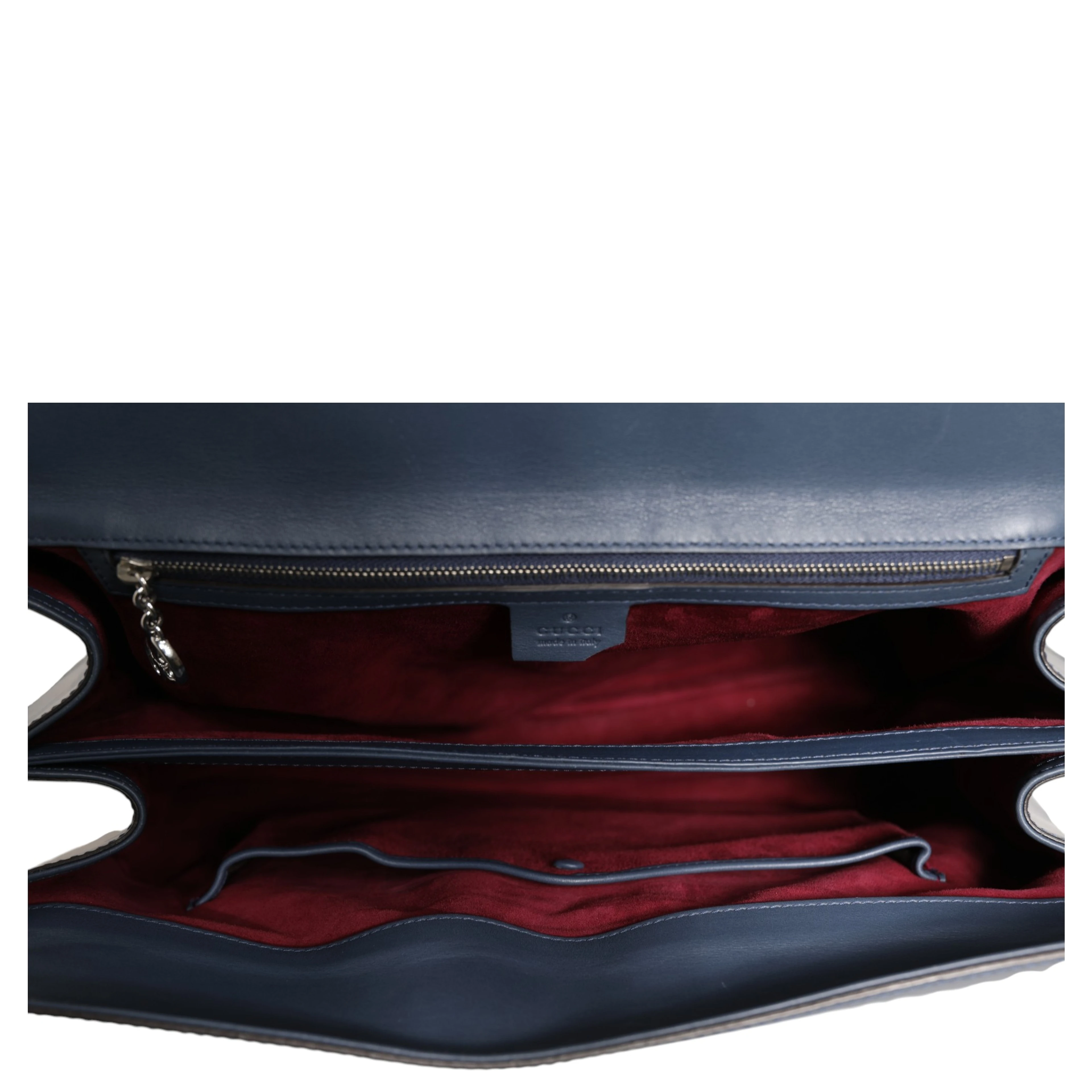 Blue Smooth Leather Lady Lock Shouler Bag
