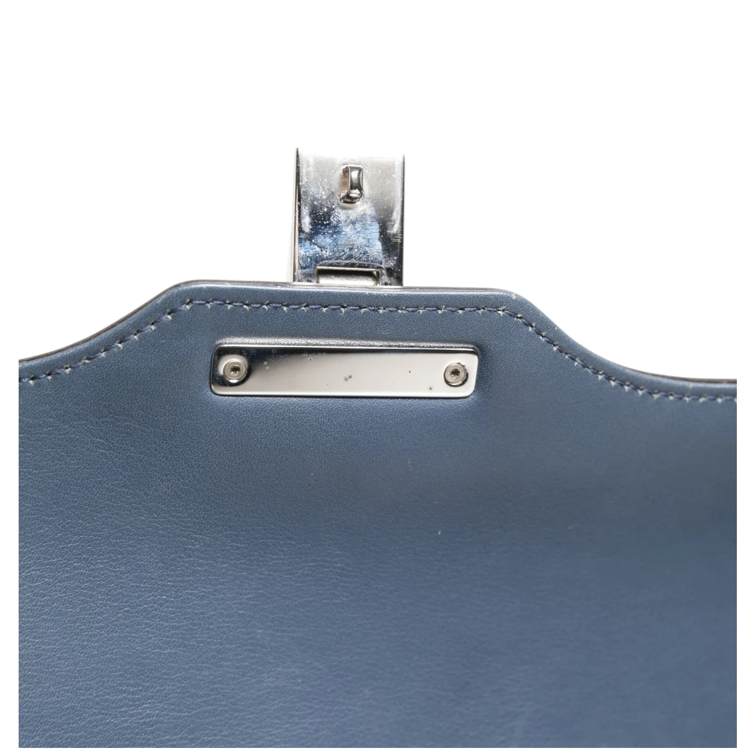 Blue Smooth Leather Lady Lock Shouler Bag