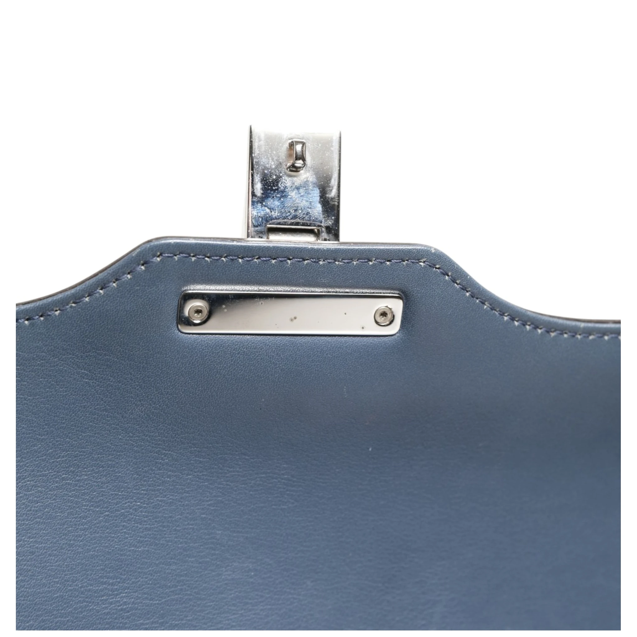 Blue Smooth Leather Lady Lock Shouler Bag
