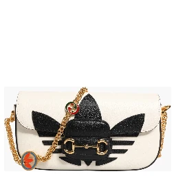 Gucci x Adidas Horsebit 1955  White Black Calfskin Leather Shoulder Bag