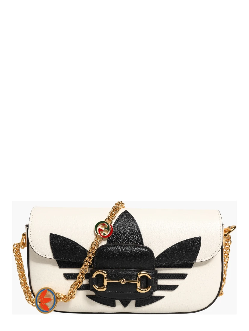 Gucci x Adidas Horsebit 1955  White Black Calfskin Leather Shoulder Bag