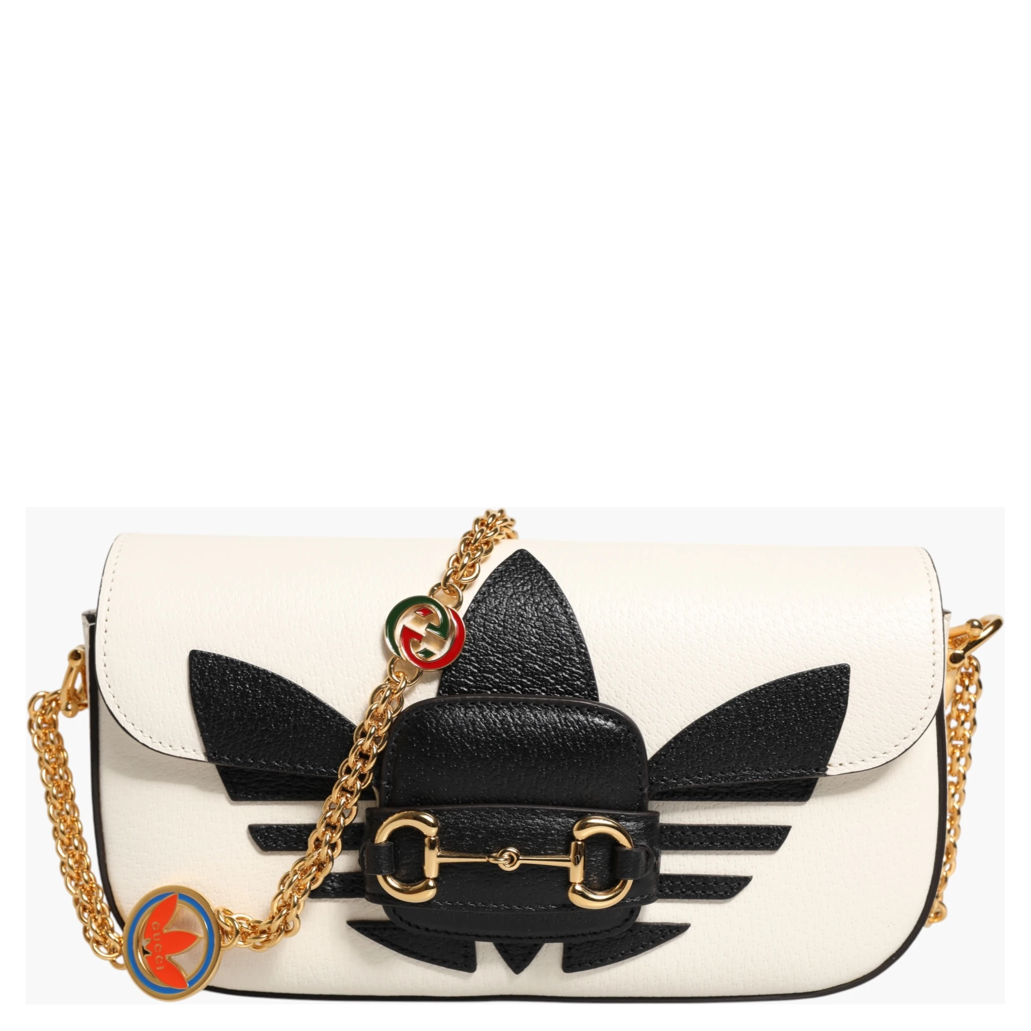 Gucci x Adidas Horsebit 1955  White Black Calfskin Leather Shoulder Bag