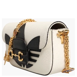 Gucci x Adidas Horsebit 1955  White Black Calfskin Leather Shoulder Bag