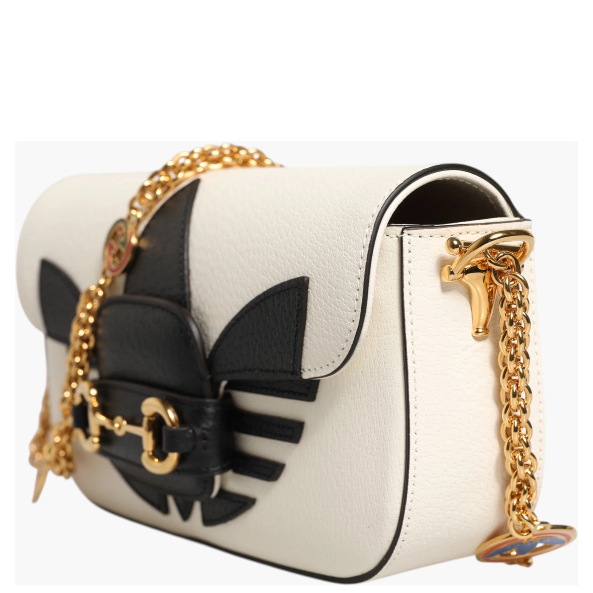Gucci x Adidas Horsebit 1955  White Black Calfskin Leather Shoulder Bag