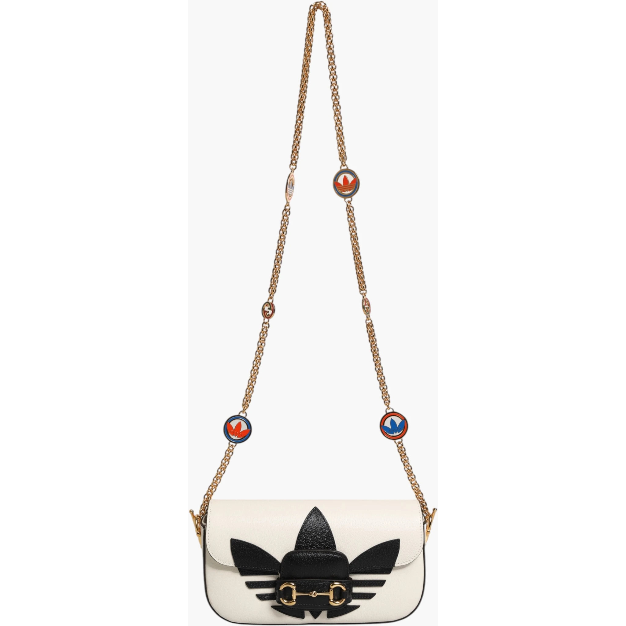 Gucci x Adidas Horsebit 1955  White Black Calfskin Leather Shoulder Bag