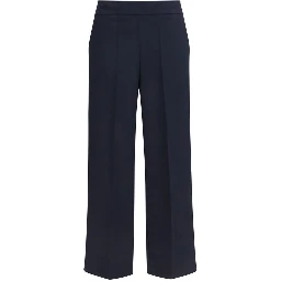 Blue Polyester Casual Pants