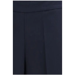 Blue Polyester Casual Pants