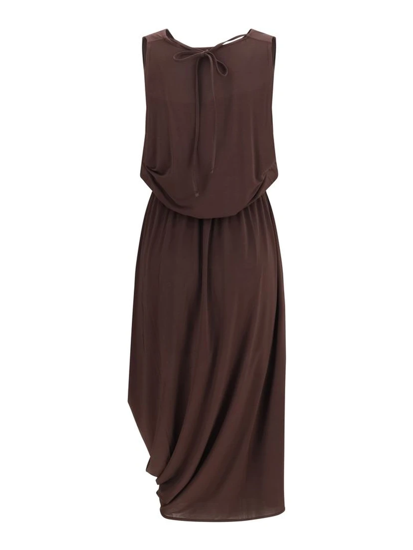 Brown Viscose Casual Dress