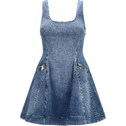 Blue Cotton Casual Dress