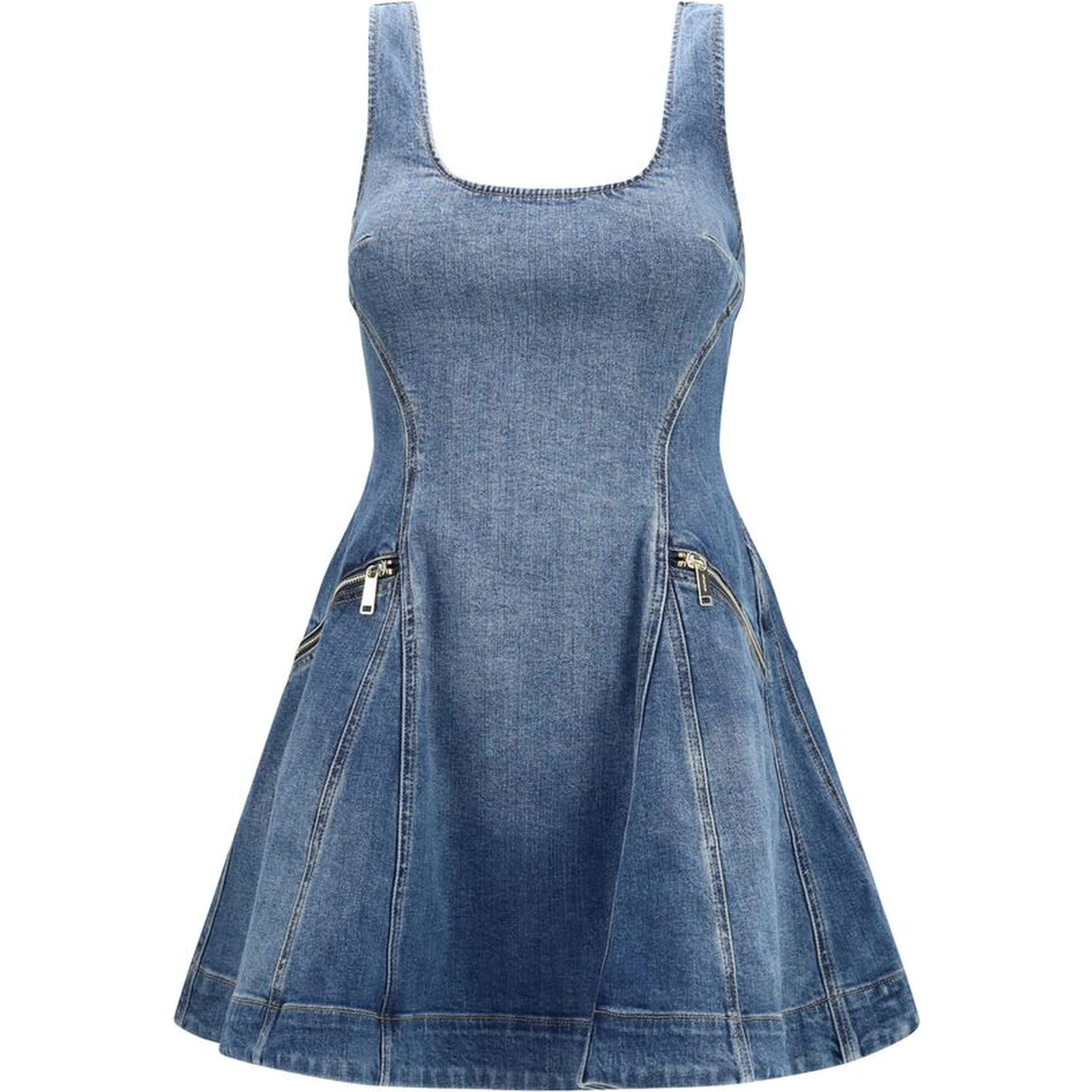 Blue Cotton Casual Dress