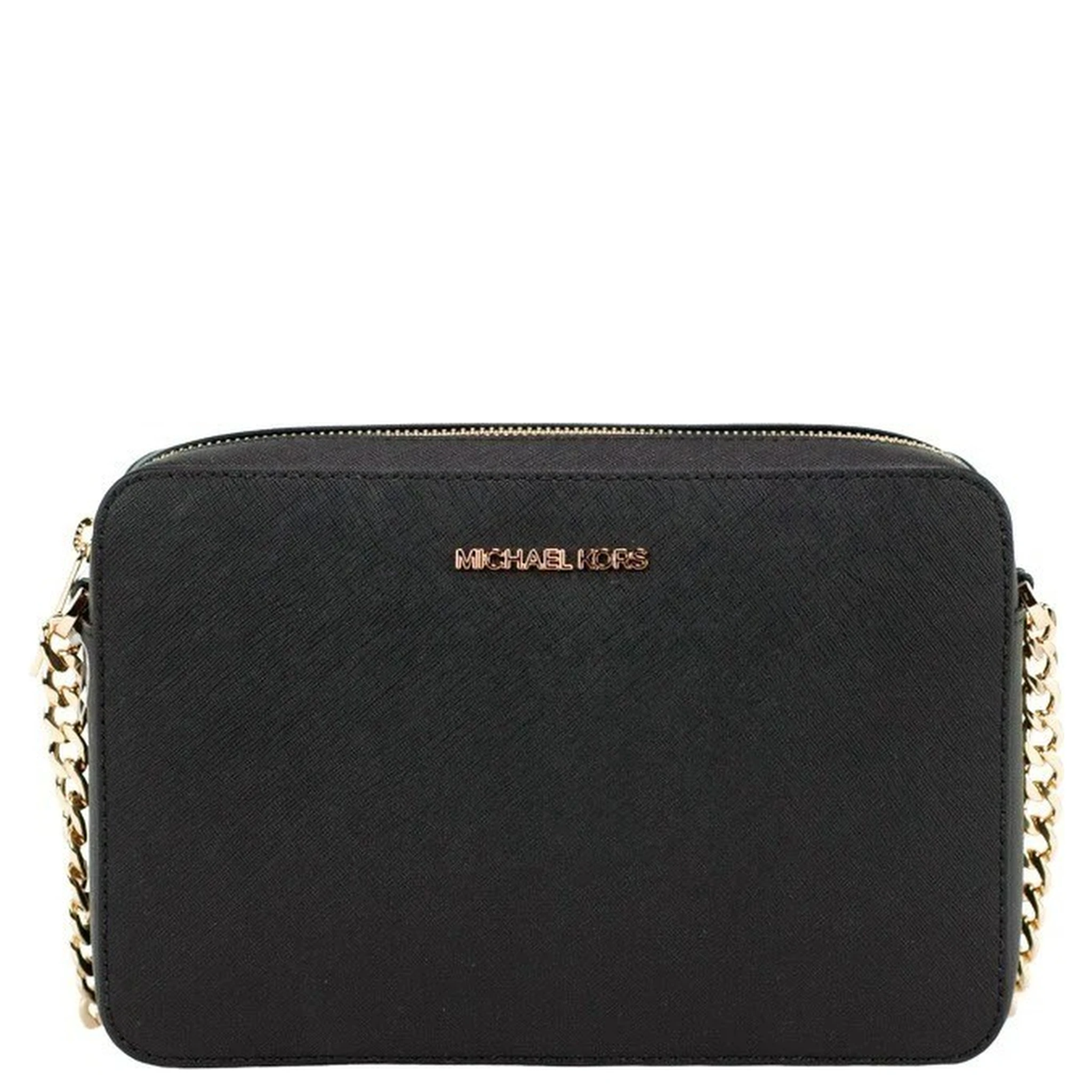 Michael Kors Women'S Top Zip Closure Saffiano Leather Crossbody Bag, Black