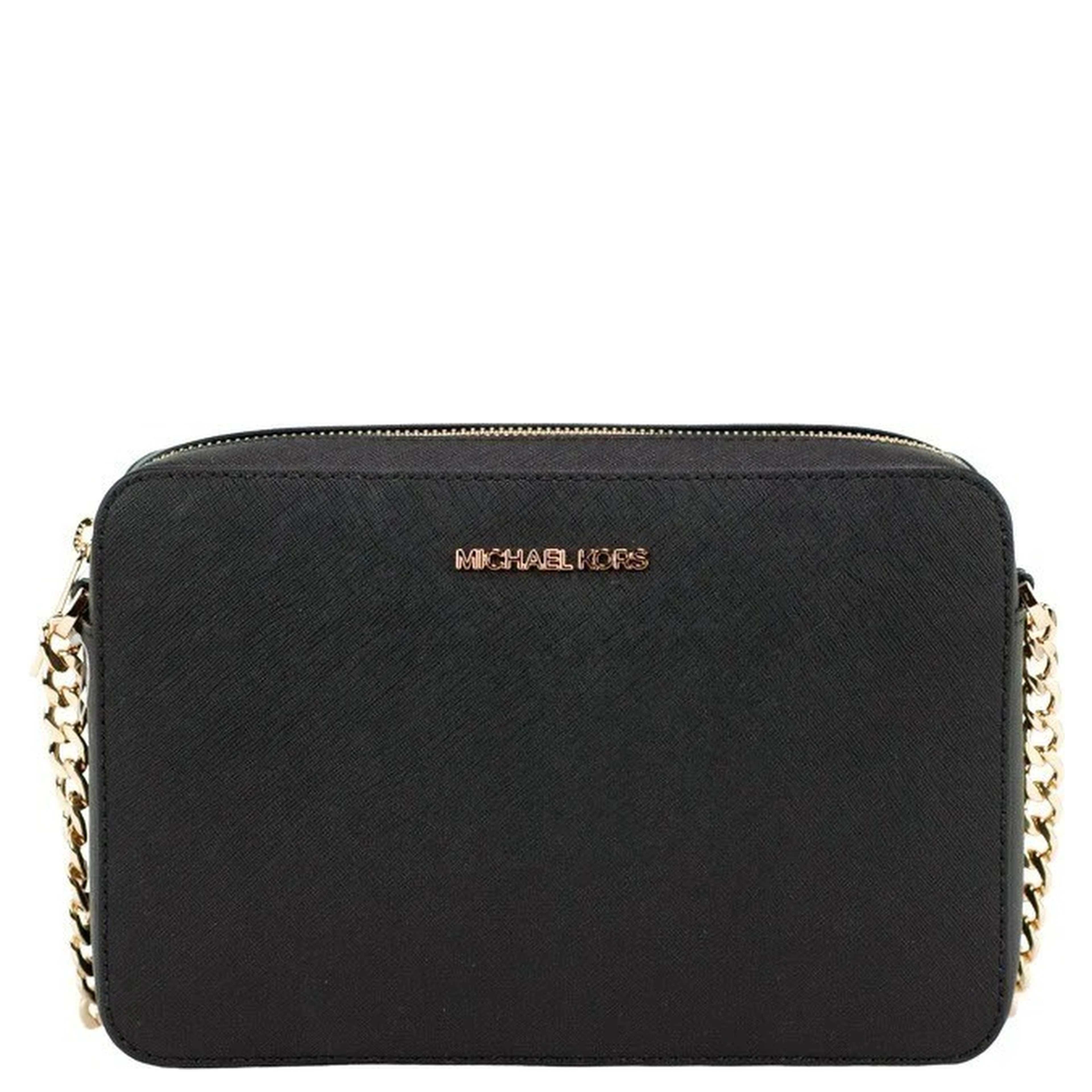 Michael Kors Women'S Top Zip Closure Saffiano Leather Crossbody Bag, Black