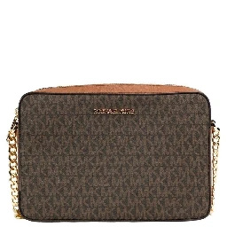 Michael Kors Women'S Jet Set East West Crossbody Handbag Saffiano, Brown Gold, Large