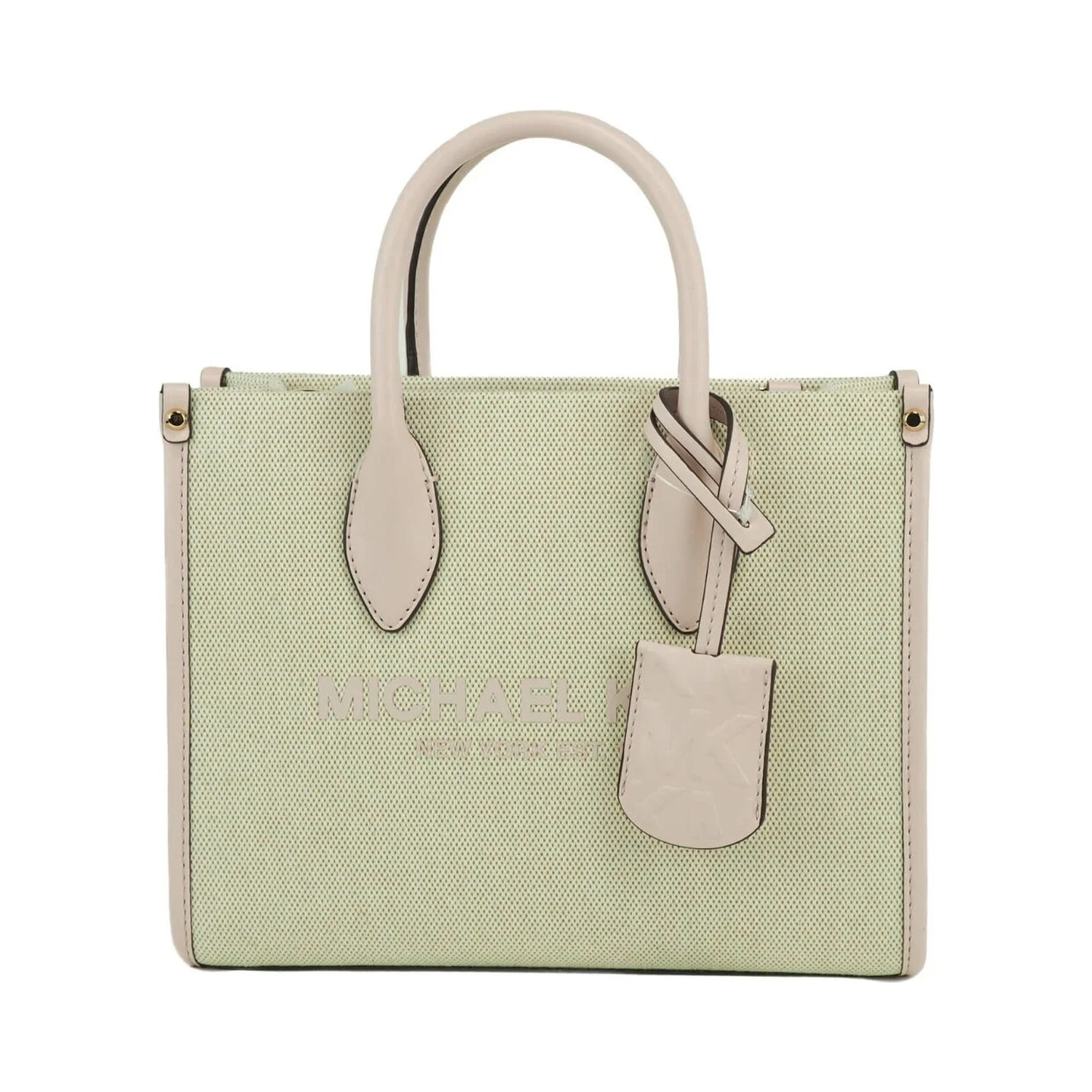 Michael Kors Mirella Small Powder Blush Canvas Shopper Crossbody Handbag Purse