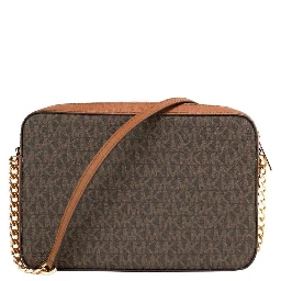 Michael Kors Women'S Jet Set East West Crossbody Handbag Saffiano, Brown Gold, Large