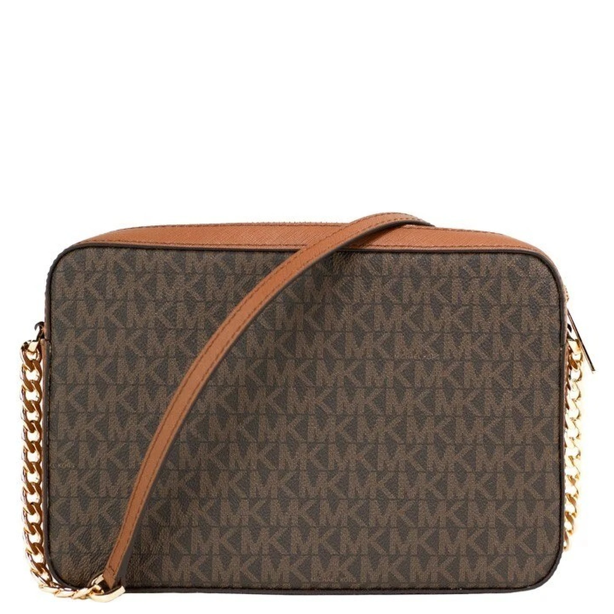 Michael Kors Women'S Jet Set East West Crossbody Handbag Saffiano, Brown Gold, Large