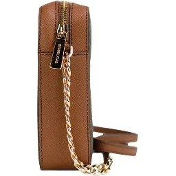 Michael Kors Women'S Jet Set East West Crossbody Handbag Saffiano, Brown Gold, Large