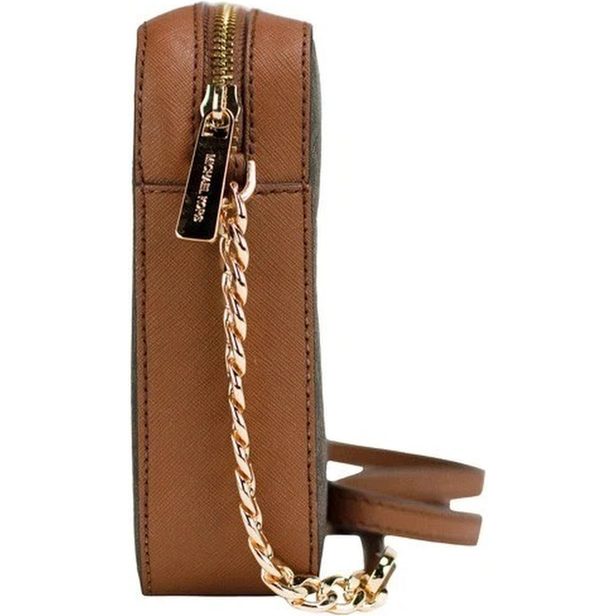 Michael Kors Women'S Jet Set East West Crossbody Handbag Saffiano, Brown Gold, Large
