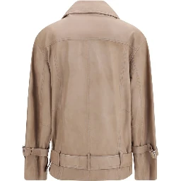 Beige Leather Jacket