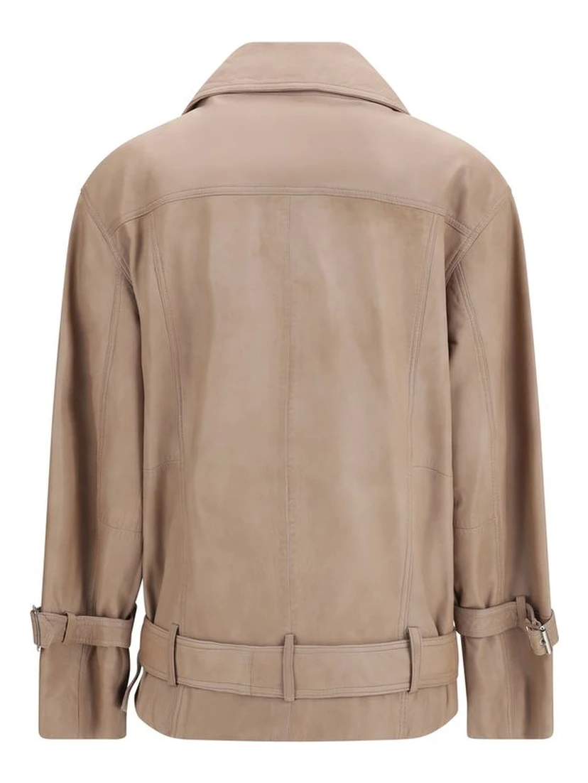 Beige Leather Jacket