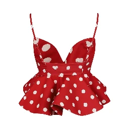 POLKA DOT PEPLUM CROP TOP