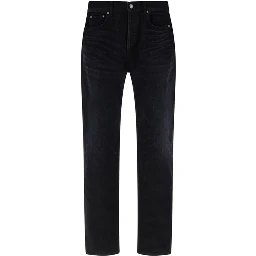 Black Cotton Straight-Leg Jeans