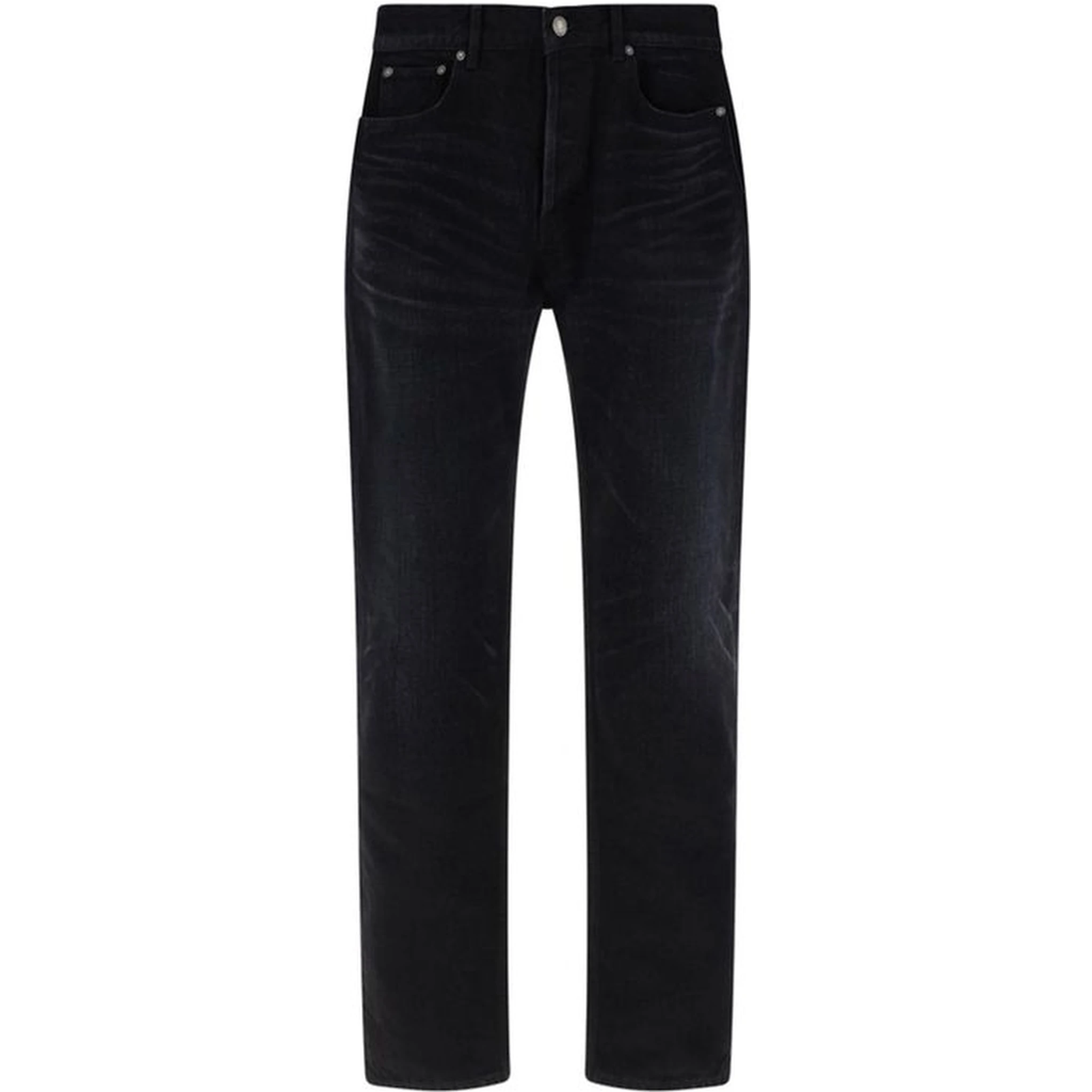 Black Cotton Straight-Leg Jeans