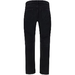Black Cotton Straight-Leg Jeans