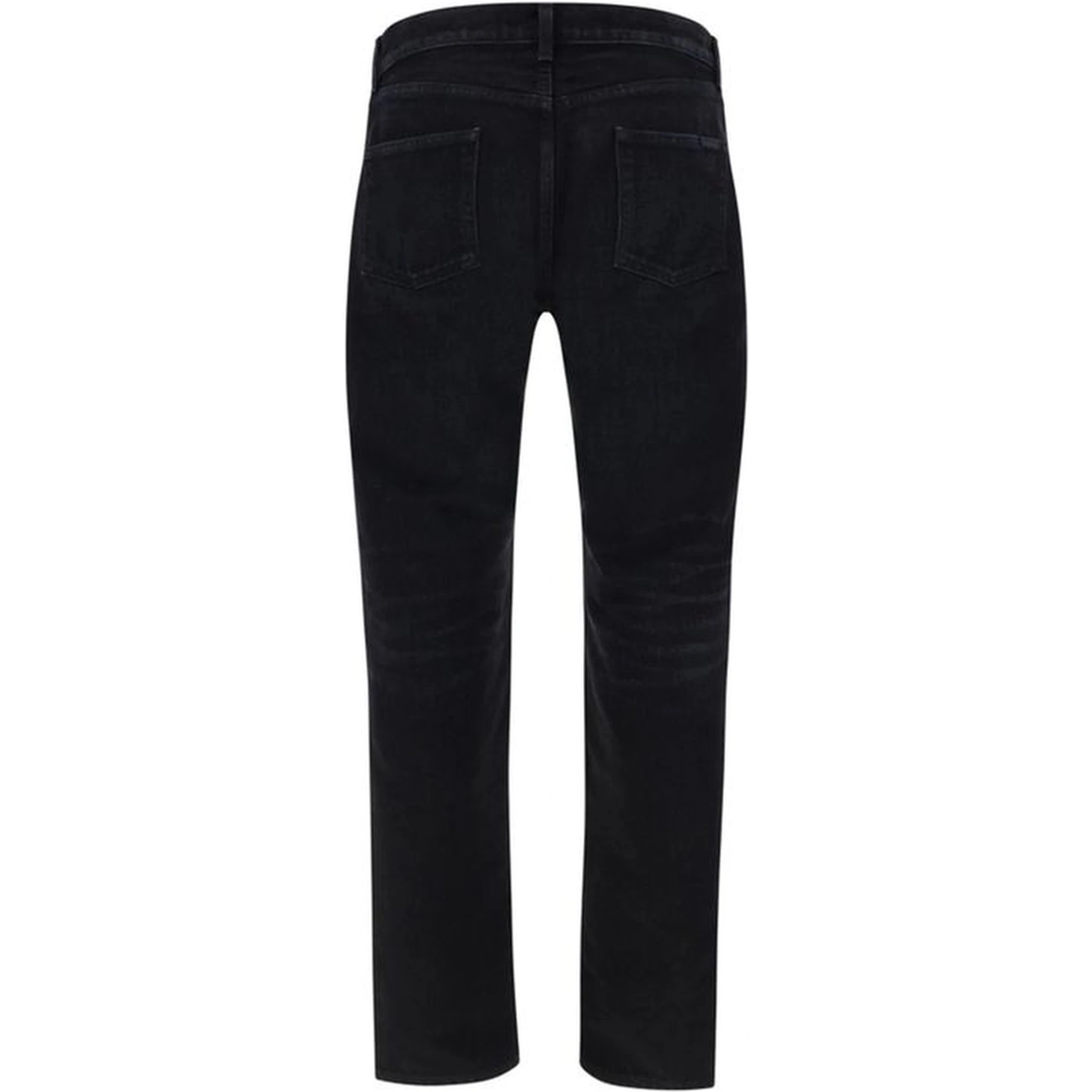 Black Cotton Straight-Leg Jeans