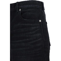 Black Cotton Straight-Leg Jeans