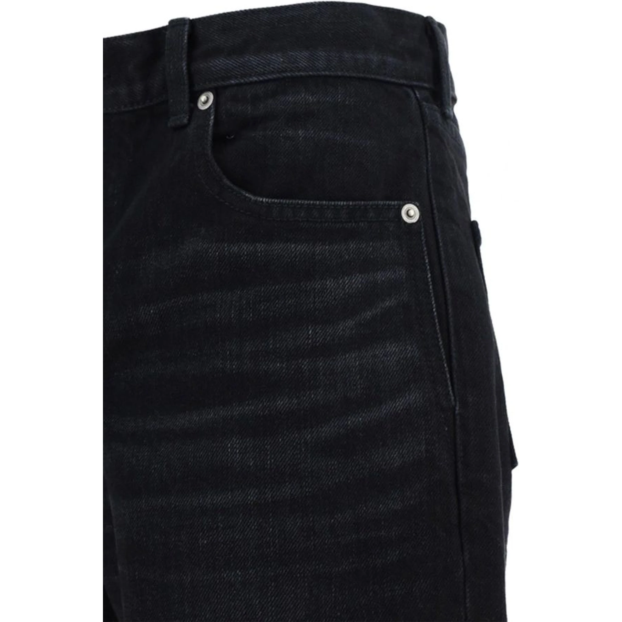 Black Cotton Straight-Leg Jeans