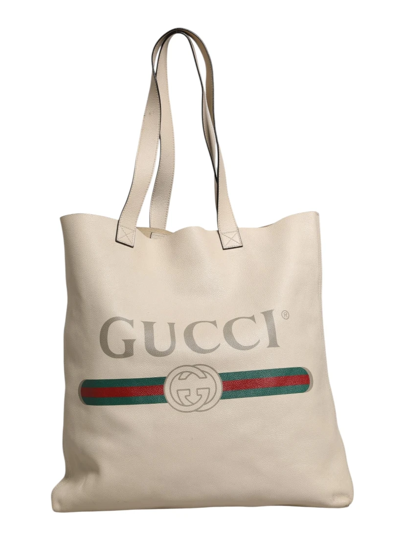 White Web Sherry Logo Print Tote Bag