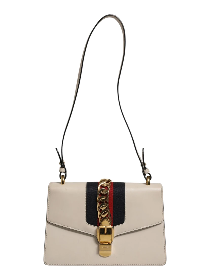White Calfskin Leather Sylvie Crossbody Bag