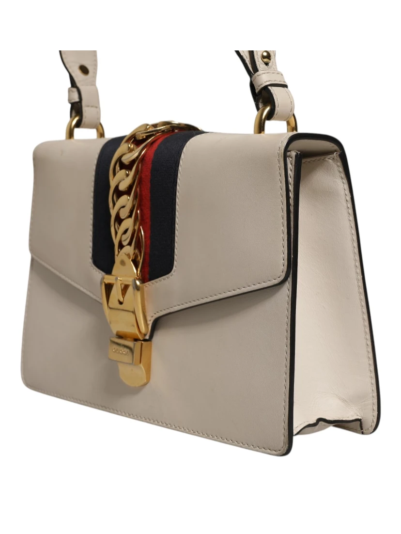 White Calfskin Leather Sylvie Crossbody Bag