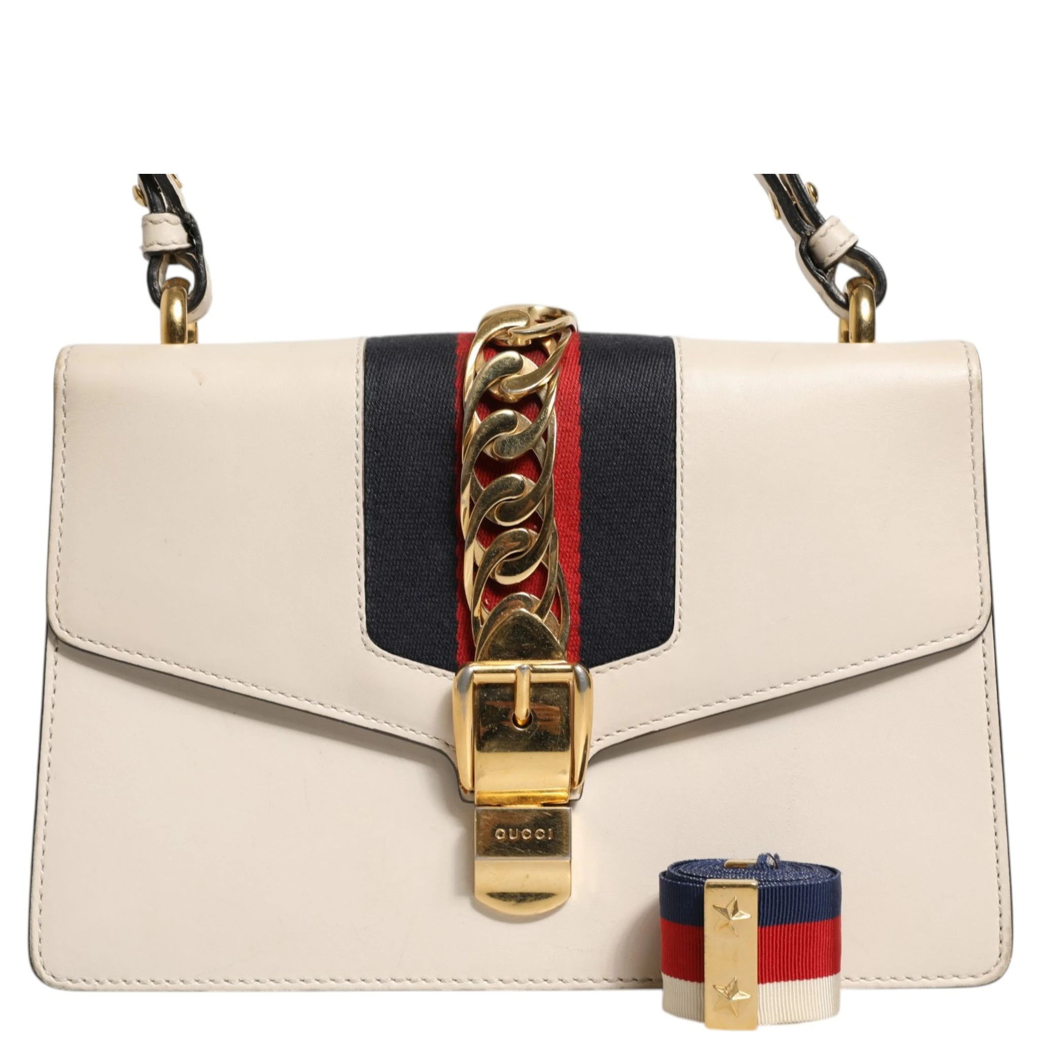 White Calfskin Leather Sylvie Crossbody Bag