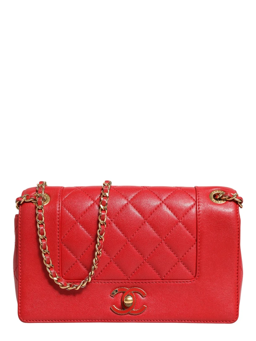Burgundy Sheepskin Quilted Leather Mademoiselle Flap Bag
