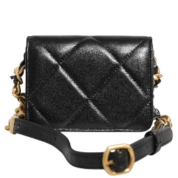 Chanel 19 Flap Coin Purse Quilted Leather Black Crossbody