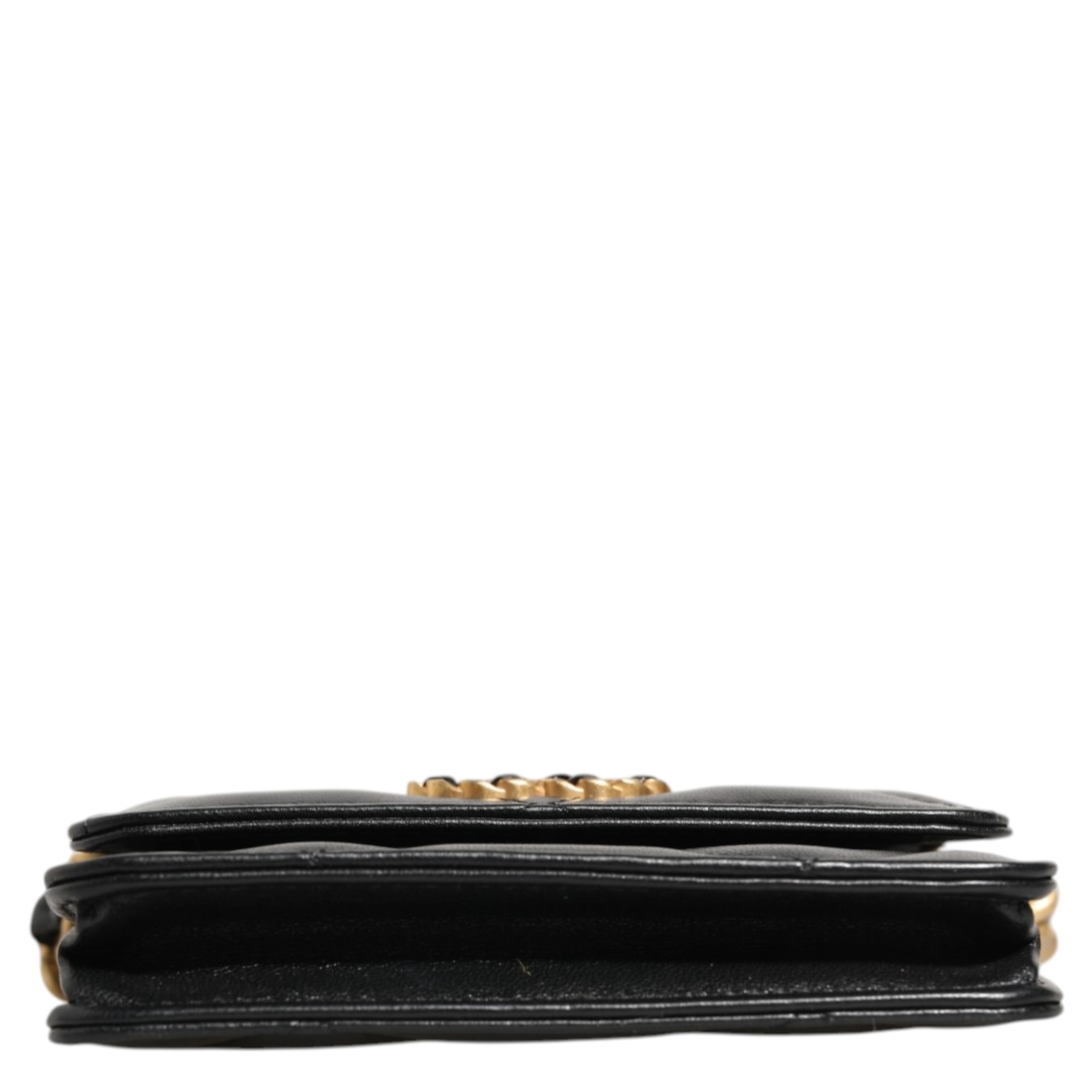 Chanel 19 Flap Coin Purse Quilted Leather Black Crossbody